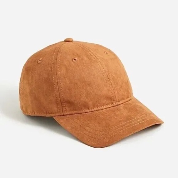 $59.50 J Crew Faux Suede Adjustable Light Cognac Brown Baseball Cap Hat NEW NWT - Picture 1 of 9